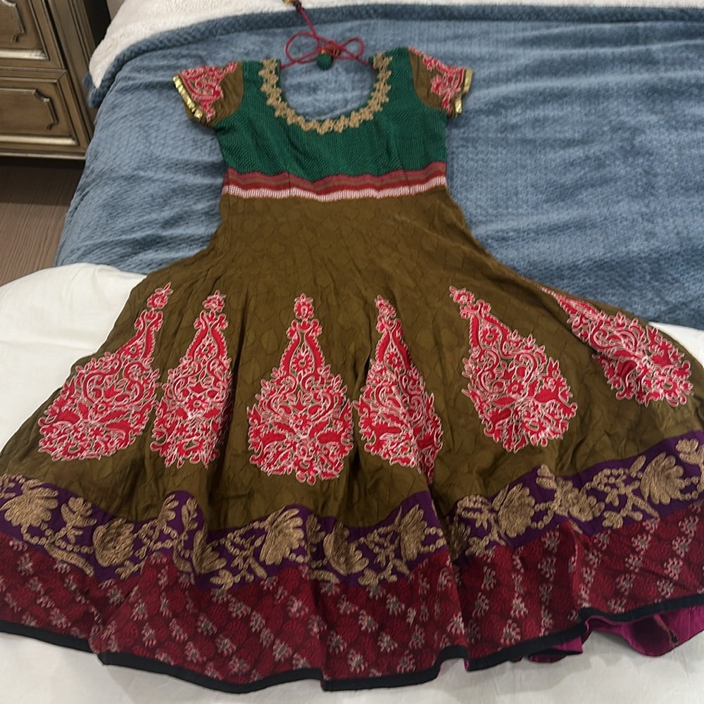 CUSTOM INDIAN ANARKALI RED AND GREEN